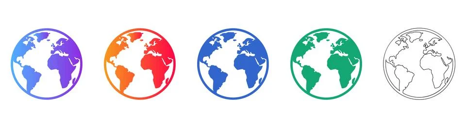 Global World Map Icons in Multiple Styles Stock Illustration