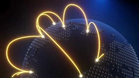 Global world network and telecommunication on earth Internet connection line 3D Stock-Footage 334652452