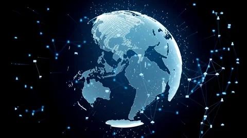 Global world network and telecommunication on earth Internet connection line 3D 库存影片 334652558