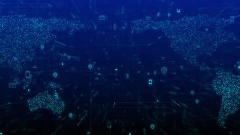 Global world network big data, digital clouds technology network connection data Stock Footage 295183878