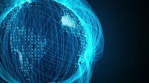 Global World Network Blue 4K Stock Footage 145835736