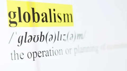 Globalism Text Macro Shot Highlighted in Yellow Color On Computer Screen Stock Footage 123224297