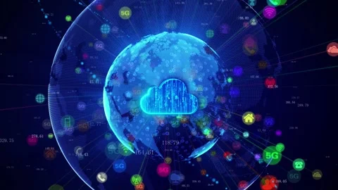 Globalization and cloud computing distributed storage concept Vídeo Stock 220398781