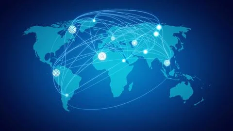 Globalization and communication concept. Earth and luminous rays. 3d renderin Stock Illustration