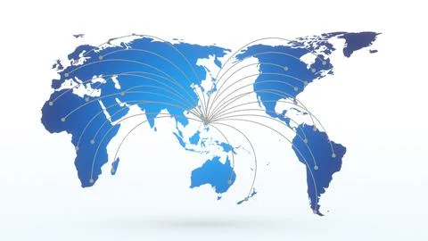 Globalization and communication concept. Earth and luminous rays. 3d renderin Stock Illustration