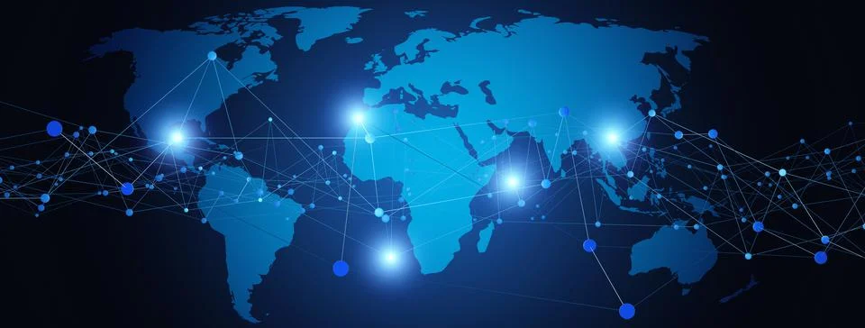 Globalization and communication concept. Earth and luminous rays. 3d renderin 스톡 일러스트
