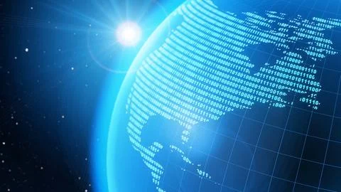 Globalization and communication concept. Earth and luminous rays. 3d renderin Stock Illustration