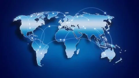Globalization and communication concept. Earth and luminous rays. 3d renderin Stock Illustration