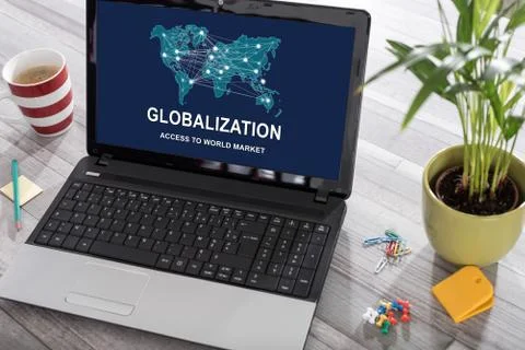 Globalization concept on a laptop 스톡 사진