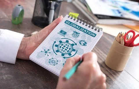 Globalization concept on a notepad Stock Photos