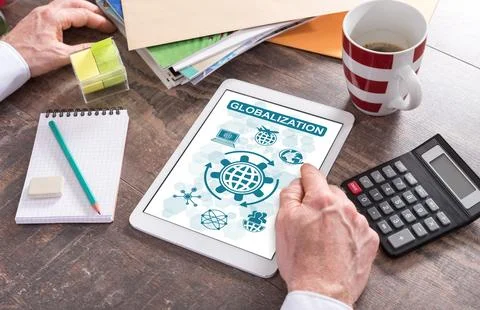 Globalization concept on a tablet Stock Photos