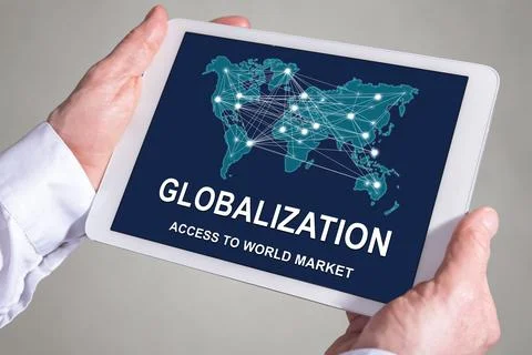 Globalization concept on a tablet Stock Photos