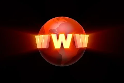 Globalization. Creation and promotion of the website. (image metaphor). 3D 스톡 일러스트