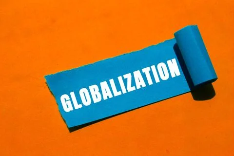 Globalization message written on ripped torn paper background. Conceptual G.. Stock Photos