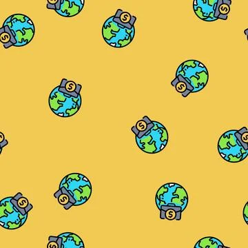 Globalization modern business vector seamless pattern Illustrazione stock