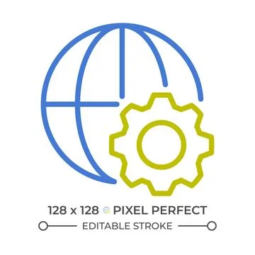 Globalization process two color line icon Stock Illustration