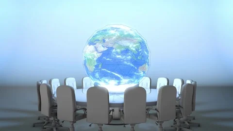 Globalization roundtable crane Stock Footage 81170994