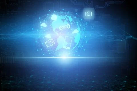 Globalization of society, increasing the volume of data storage, organizing a Stock Photos