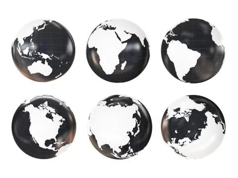 Globe 3D Geopolitical Extruded Stock Illustration