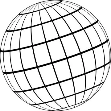 Globe 3D model Earth planet, model celestial sphere coordinate grid Stock Illustration