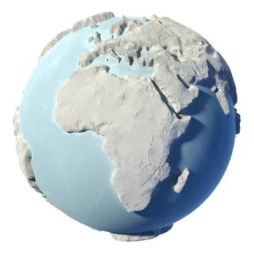 Globe 3D Winter earth isolated on white background. 3d render. Continent A... Stock Photos