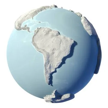 Globe 3D Winter earth isolated on white background. 3d render. Continent S... Stock Photos