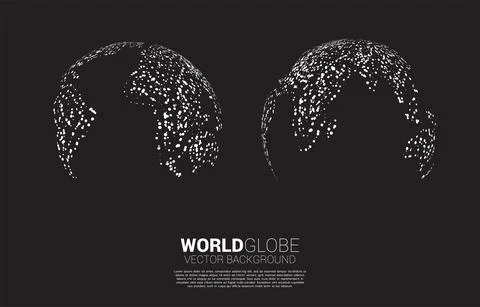 Globe 3D World map with random dot . concept of global Digital network Stock Illustration