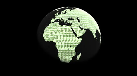 Globe with abstract binary text animation Stock Footage 8930995