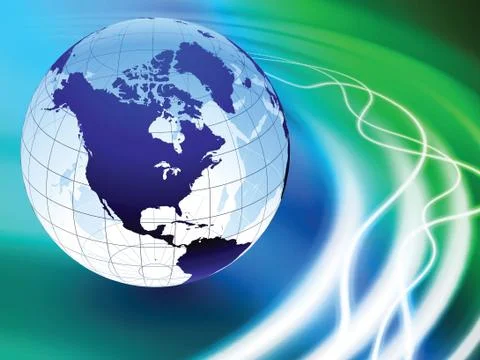 Globe on Abstract Liquid Wave Background Stock Illustration