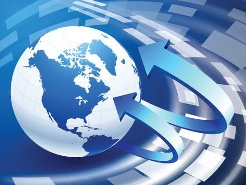 Globe on Abstract Liquid Wave Background Stock Illustration