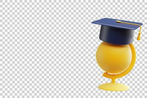 Globe in an academic graduation cap. Illustrazione stock