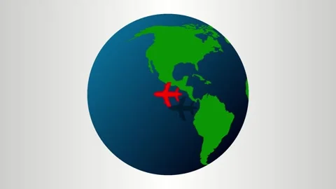 Globe with Airplanes Animation on World Map Video stock 283948547