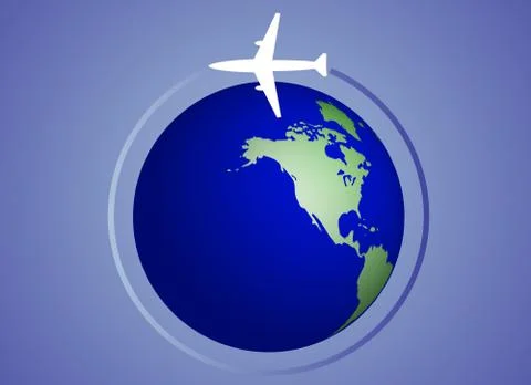 The globe and airplane Stock Illustration