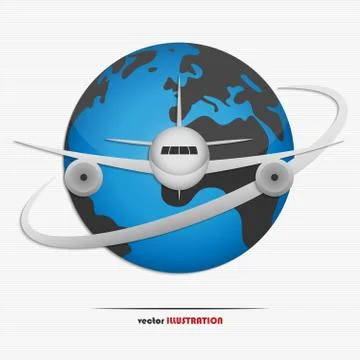 Globe and airplane Stock Illustration