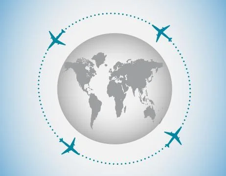 Globe and airplanes Stock Illustration