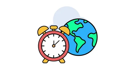 Globe and alarm clock icon animation. 4K motion animation. Stock Footage 299695236