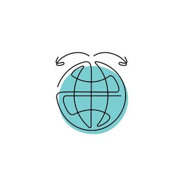 Globe and arrows, distribution one line icon Stock Illustration
