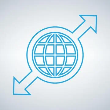 Globe and arrows icon, abstract sign flat design, illustration modern isolate Stock Illustration