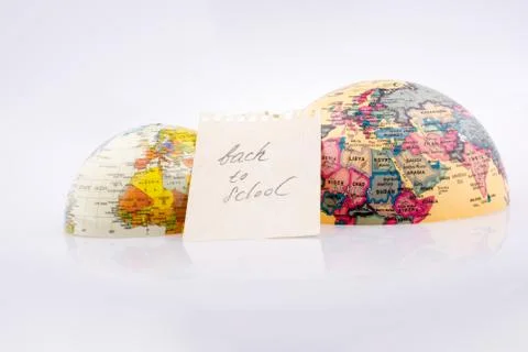 Globe and back to school title 스톡 사진