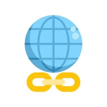 Globe and chain link showing global internet connection Stock Illustration