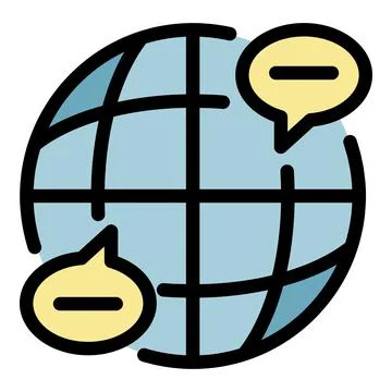 Globe and chat bubbles icon color outline vector Stockillustratie
