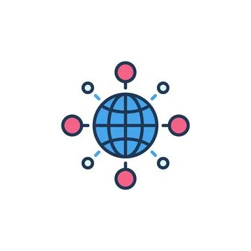 Globe and Circles Around vector concept colored icon Stock Illustration