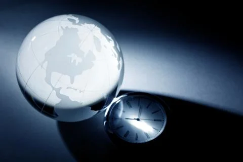 Globe and clock Stock Illustration