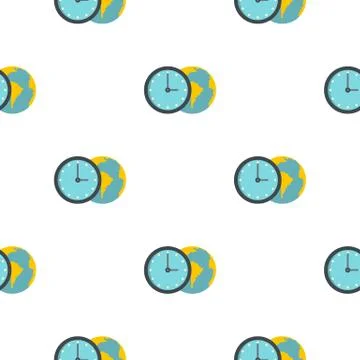 Globe and clock pattern flat Stock Illustration