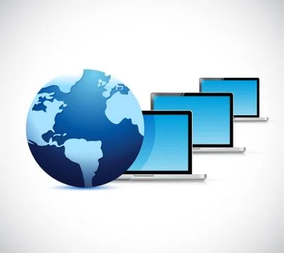 Globe and computer laptop network illustration Ilustración de archivo