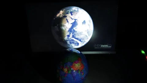 Globe and Digital Earth Display Stock Footage 320725804