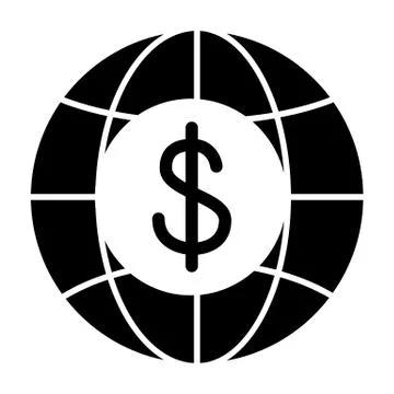 Globe and dollar solid icon. Global finance vector illustration isolated on Illustrazione stock
