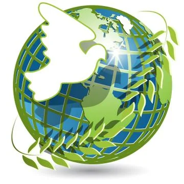 Globe and dove Stock Illustration