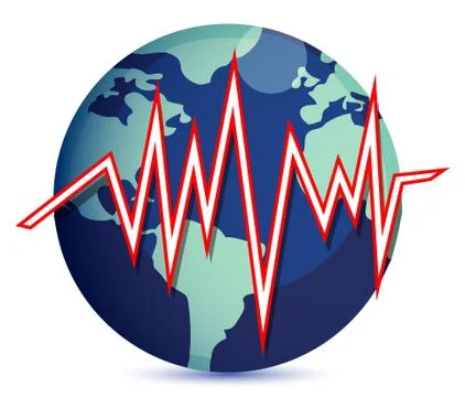 Globe and earth quake lines illustration Stock Illustration