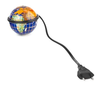 Globe and electrical cable Foto stock